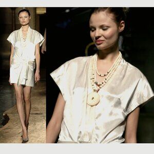 ROGAN wrap satin dress M sustainable silk hemp